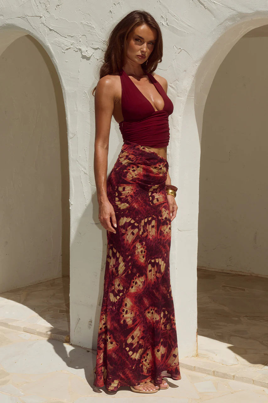 Alexis Halter Cut Out Maxi Dress - Eliana Red