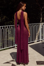 Load image into Gallery viewer, Amana Strapless Scarf Maxi Dress - Wine
