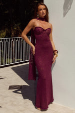 Load image into Gallery viewer, Amana Strapless Scarf Maxi Dress - Wine
