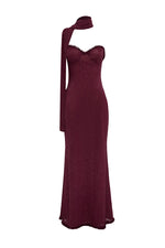 Load image into Gallery viewer, Amana Strapless Scarf Maxi Dress - Wine
