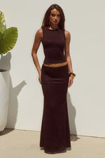 Load image into Gallery viewer, Orlean Low Waist Lace Maxi Skirt - Chocolate
