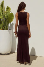 Load image into Gallery viewer, Orlean Low Waist Lace Maxi Skirt - Chocolate
