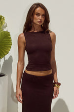 Load image into Gallery viewer, Orlean Boat Neck Lace Top - Chocolate
