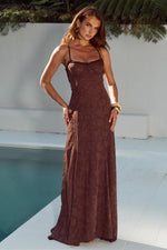 Load image into Gallery viewer, Ellerby Frill Trim Maxi Dress - Chocolate
