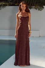Load image into Gallery viewer, Ellerby Frill Trim Maxi Dress - Chocolate
