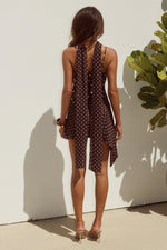 Load image into Gallery viewer, Alora Scoop Neck Mini Dress - Choc/Lemon Polka
