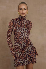 Load image into Gallery viewer, Jordi Mini Dress - Leopard Print
