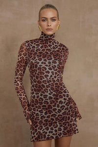 Jordi Mini Dress - Leopard Print