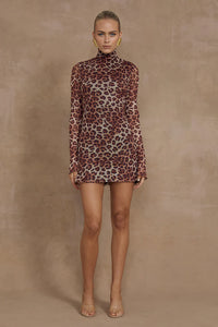 Jordi Mini Dress - Leopard Print