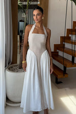 Load image into Gallery viewer, Sammi Midi Dress - Sand White
