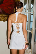 Load image into Gallery viewer, Sabrine Halter Corset Mini Dress - White
