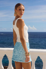 Load image into Gallery viewer, Orion Mini Skirt - Blue Sequin
