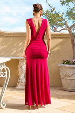 Load image into Gallery viewer, Deserae Low Plunge Maxi Dress - Fuchsia
