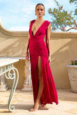 Load image into Gallery viewer, Deserae Low Plunge Maxi Dress - Fuchsia
