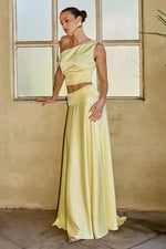 Load image into Gallery viewer, Amadine Panelled Train Maxi Skirt - Lemon
