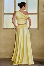 Load image into Gallery viewer, Amadine Off Shoulder Crop Top - Lemon
