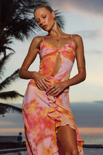 Load image into Gallery viewer, Livoni Ruffle Maxi Dress - Corali Orange
