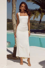 Load image into Gallery viewer, Sharni Ruched Midi Dress - White
