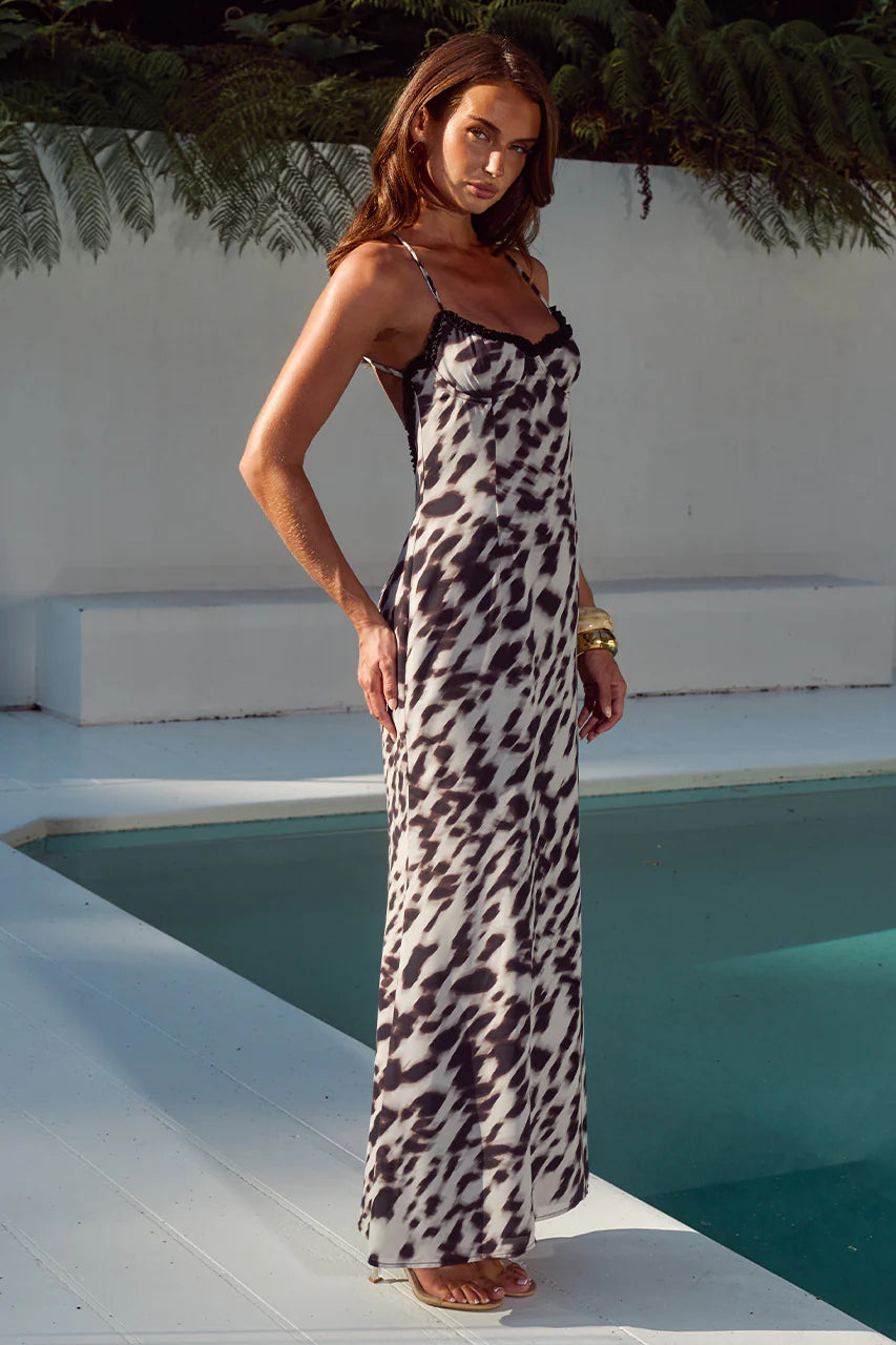 Monet Cross Back Maxi Dress - Giana White