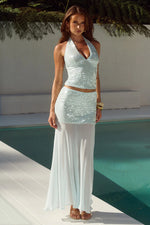 Load image into Gallery viewer, Adeluna Sheer Bottom Maxi Skirt - Sky Blue
