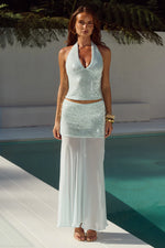 Load image into Gallery viewer, Adeluna Sheer Bottom Maxi Skirt - Sky Blue
