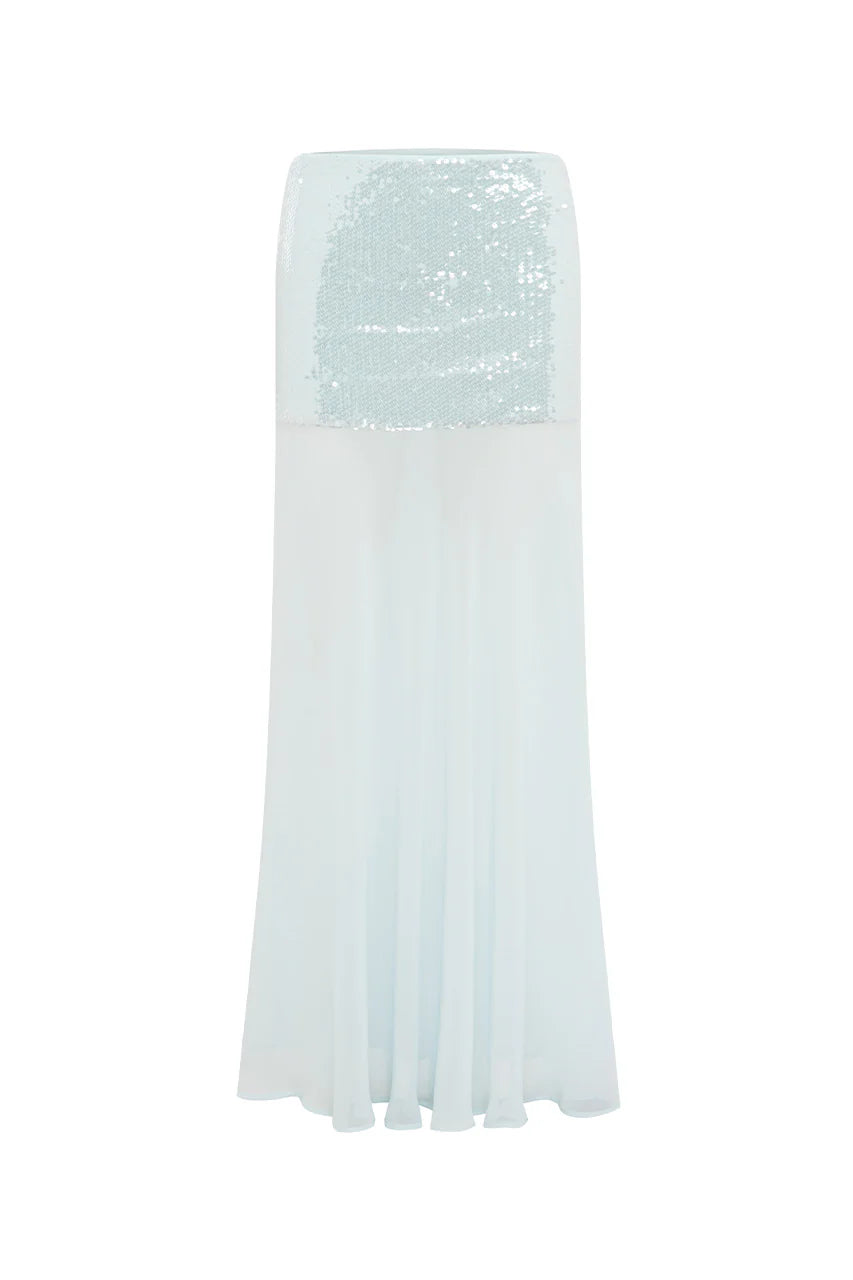 Adeluna Sheer Bottom Maxi Skirt - Sky Blue