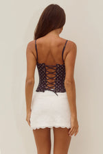 Load image into Gallery viewer, Valerie Lace Trim Bustier - Black/White Polka
