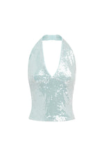 Load image into Gallery viewer, Adeluna Deep Plunge Halter Top - Sky Blue
