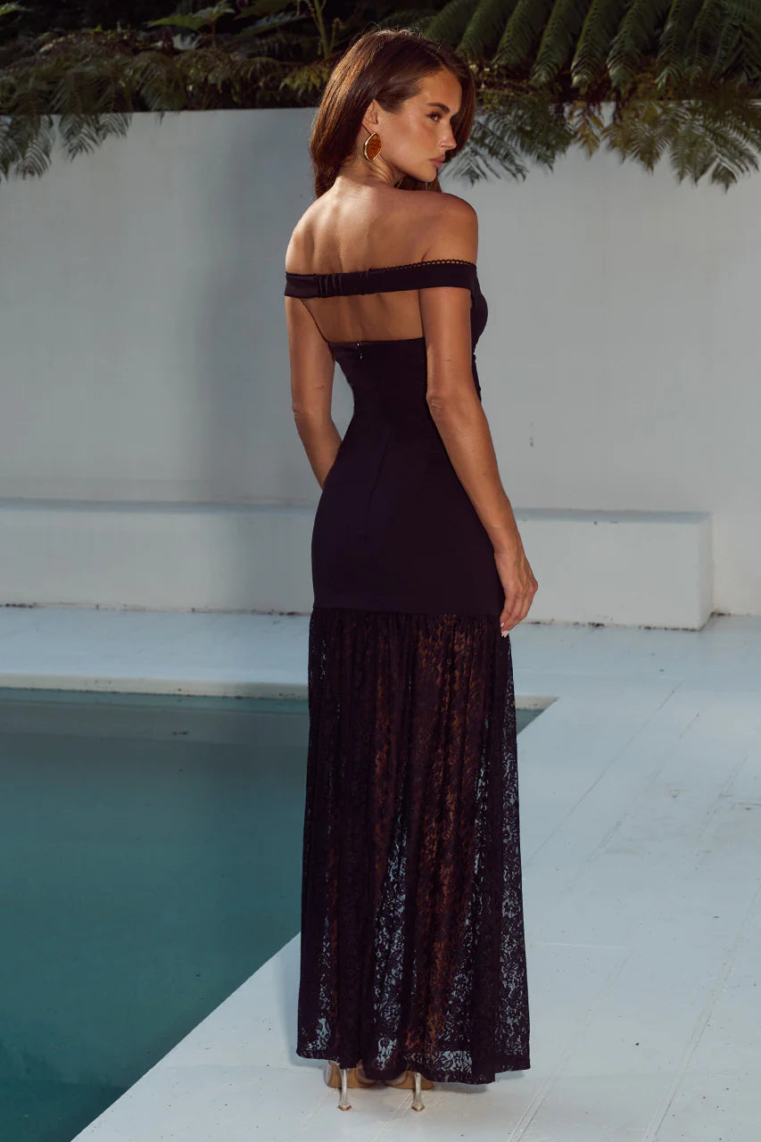 Shayla Off Shoulder Maxi Dress - Black
