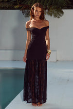 Load image into Gallery viewer, Shayla Off Shoulder Maxi Dress - Black
