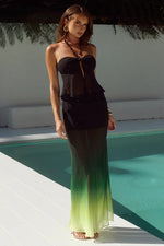 Load image into Gallery viewer, Brandy Sheer Low Waist Maxi Skirt - Pine Ombre

