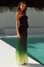 Load image into Gallery viewer, Brandy Sheer Low Waist Maxi Skirt - Pine Ombre
