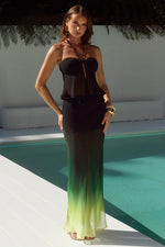 Load image into Gallery viewer, Brandy Sheer Low Waist Maxi Skirt - Pine Ombre
