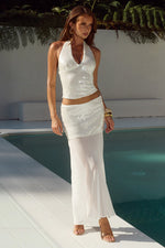 Load image into Gallery viewer, Adeluna Sheer Bottom Maxi Skirt - White

