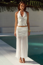 Load image into Gallery viewer, Adeluna Sheer Bottom Maxi Skirt - White
