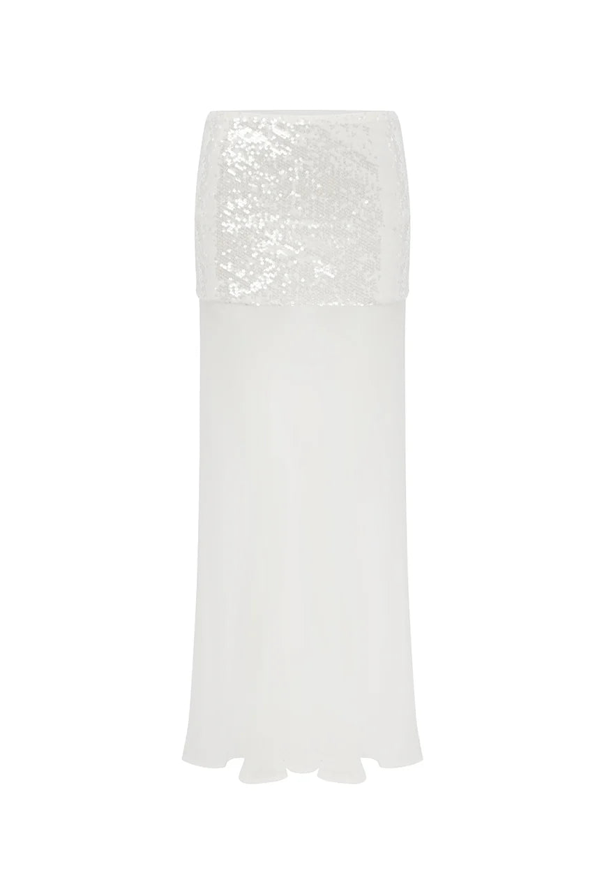 Adeluna Sheer Bottom Maxi Skirt - White
