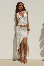 Load image into Gallery viewer, Melody Flounce Midi Skirt - Cream/Black Polka
