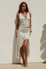 Load image into Gallery viewer, Melody Flounce Midi Skirt - Cream/Black Polka
