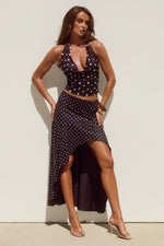 Load image into Gallery viewer, Melody Flounce Midi Skirt - Black/White Polka
