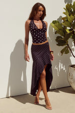 Load image into Gallery viewer, Melody Flounce Midi Skirt - Black/White Polka
