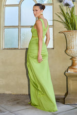 Load image into Gallery viewer, Sophia V-Neck Lace Trim Maxi Dress - Palm
