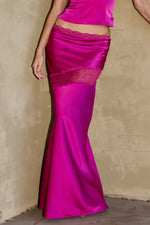 Load image into Gallery viewer, Amara Lace Trim Maxi Skirt - Fuchsia
