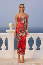 Load image into Gallery viewer, Victoria Midi Dress - Leopard Floral
