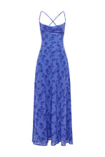 Load image into Gallery viewer, Eve Cowl Cross Back Maxi Dress - Almina Blue
