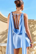 Load image into Gallery viewer, Gabriella Cowl Mini Dress - Bluebell
