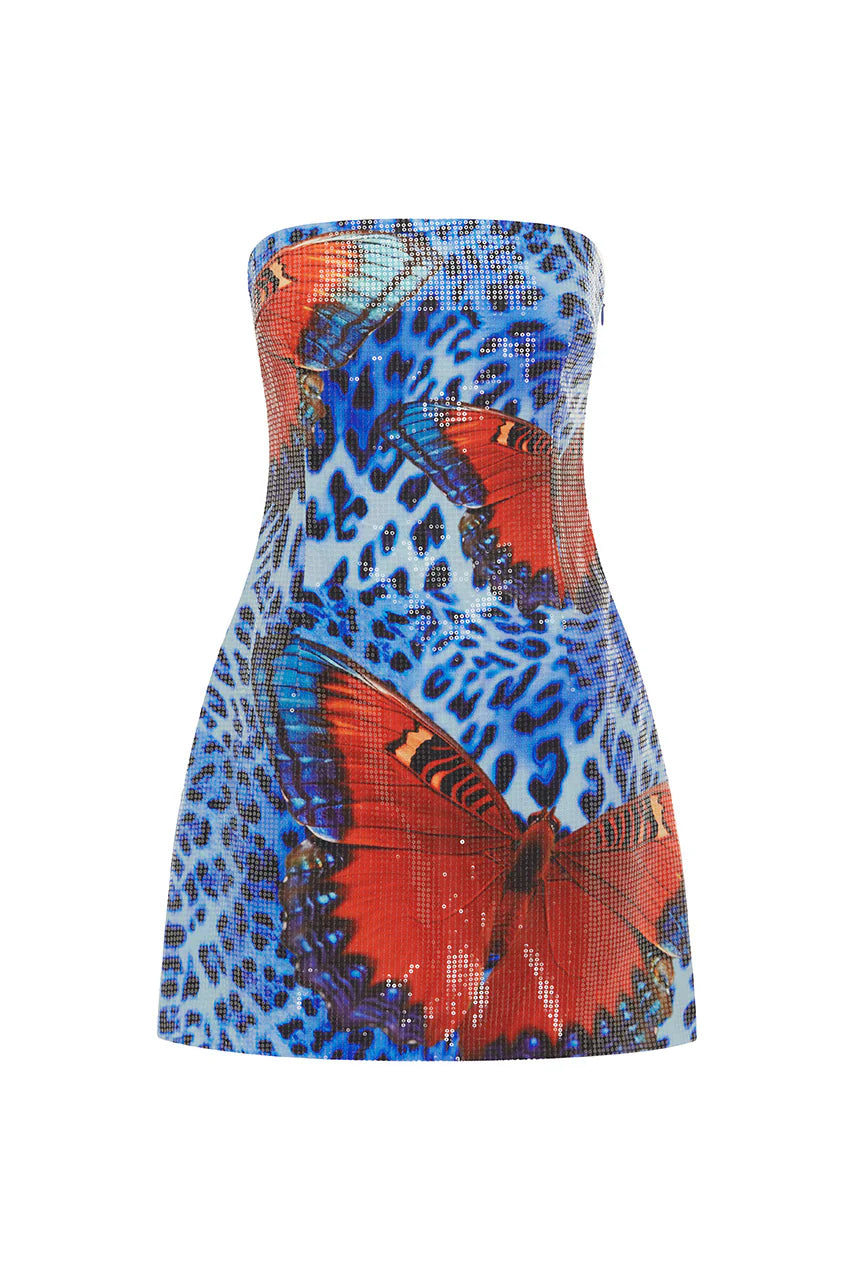 Ibiza Mini Dress - Leopard Butterfly