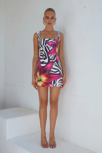 Alessia Mini Dress - Zebra Floral