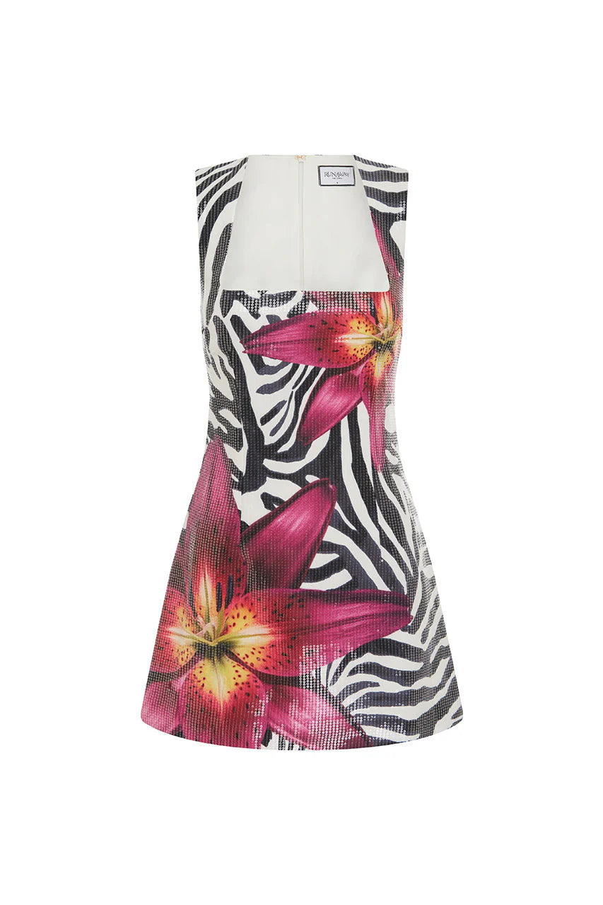 Alessia Mini Dress - Zebra Floral