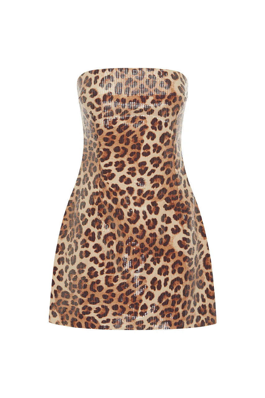 Ibiza Mini Dress - Leopard Print