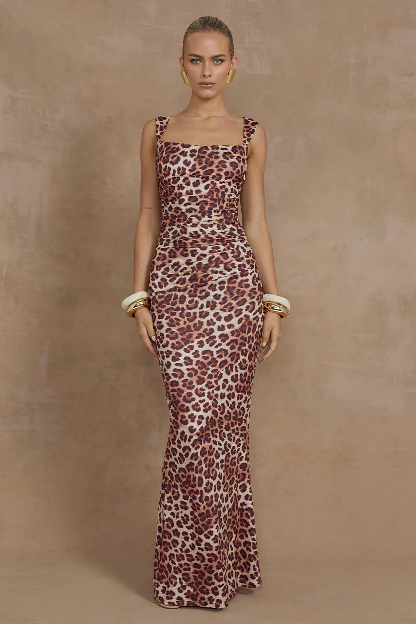 Vivian Maxi Dress - Leopard Print